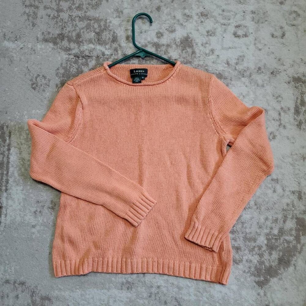 Lauren Ralph Lauren Roll Neck Sweater Womens SZ M Knit Orange